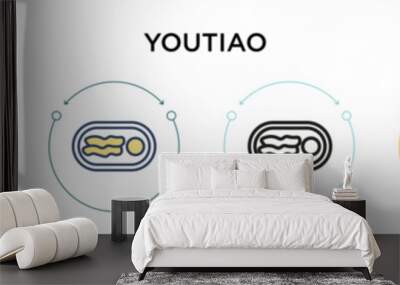 Youtiao icon in filled, thin line, outline and stroke style. Vector illustration of two colored and black youtiao vector icons designs can be used for mobile, ui, web Wall mural