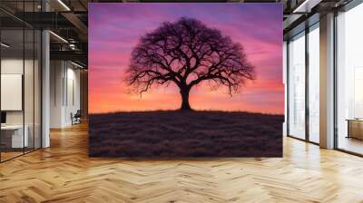 tree silhouette in sunset Wall mural