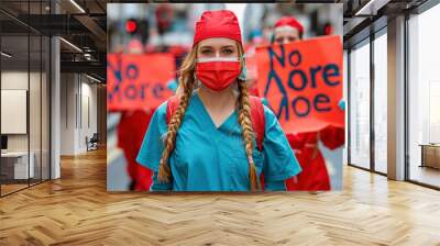 Nurse in Rally Against Healthcare Working Conditions Wall mural