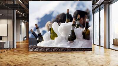 Wine Bottles in the Snow Wall mural