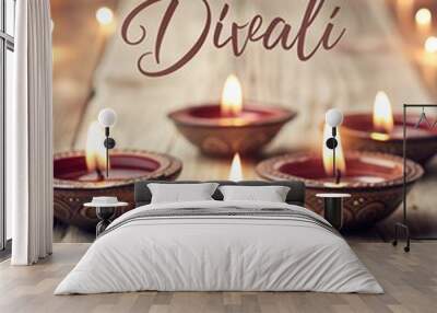 Happy diwali festival of lights colorful banner and happy diwali celebration background Wall mural