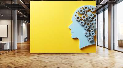 Human head or brain and jigsaw puzzle, cognitive psychology, mental health, Wall mural