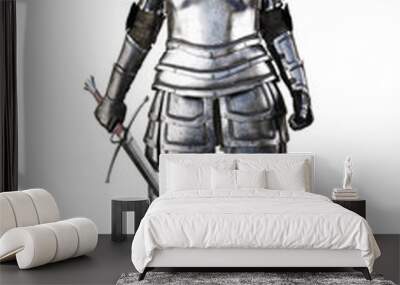 Female knight on an isolated white background. 3d rendering Wall mural