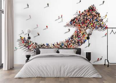 Large group of people symbolizing direction , progress,growth. Wall mural