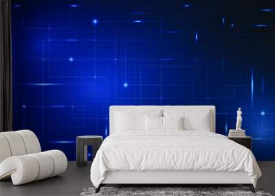 Abstract blue digital tech circuit grid line design on futuristic concept for background and wallpaper. Wall mural