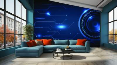 Abstract futuristic tech HUD digital interface and background with hi tech grid line circuit.Vector illustrations. Wall mural