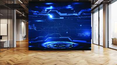 Hi tech laboratory with digital element interior for digital stage layout.Futuristic modern tech concept.Vector illustrations. Wall mural