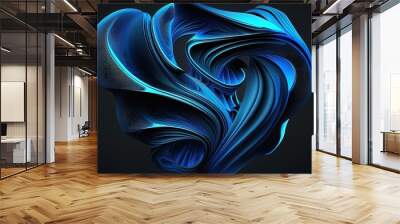 Abstract blue 3D Business Technology Aurora Silk Background created with generative ai technology Wall mural