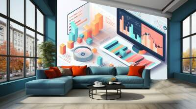 Data-Driven Insights: Visualizing the Power of Analytics in Business and Technology in 8K created with generative ai technology Wall mural