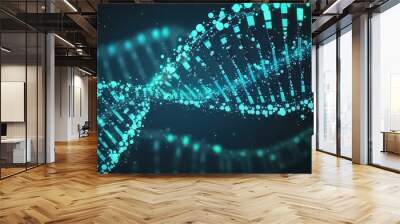 Digital DNA concept, macro view under microscope, helix background created with generative ai technology Wall mural