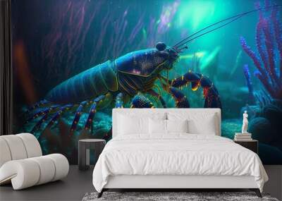 lobster in colorful underwater world created with generative ai technology Wall mural