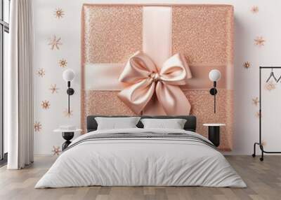 rose gold gift box with ribbon Wall mural