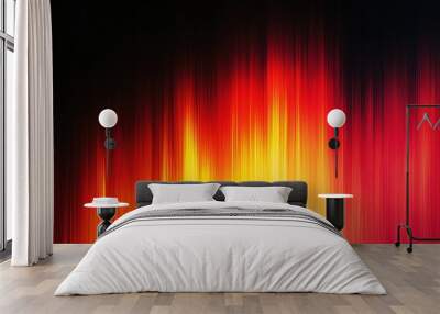 Red and orange vibrant gradient on a black background. Wall mural