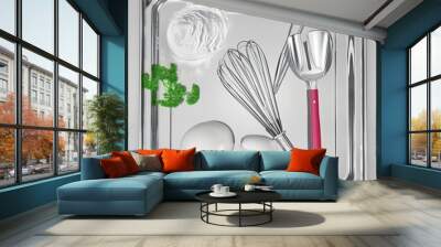 Baking Ingredients in a Glass Baking Dish Wall mural