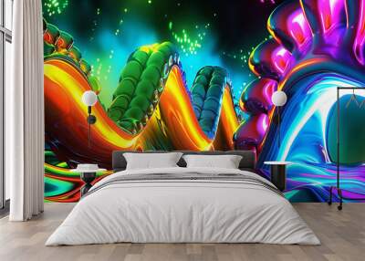 Bioluminescent Jellyfish Dance In The Depths Of The Midnight Oce Wall mural