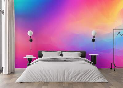 Dreamy, vibrant polygonal landscape with a smooth gradient of purple, blue, pink, and yellow hues Wall mural