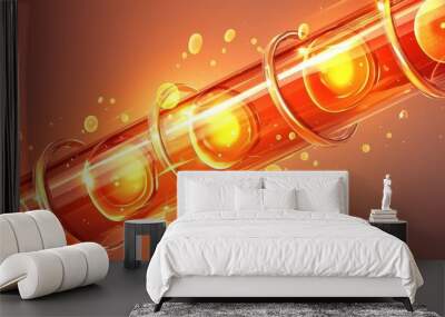 Glowing Red Tube with Circular Light Sources and Sparks Wall mural