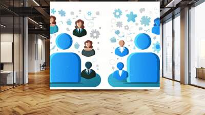 Illustration of a diverse group of people connected by social network. Wall mural