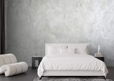 Clean and smooth white polished cement wall with fine grain stucco texture on a gray concrete background, perfect for indoor interiors. Wall mural