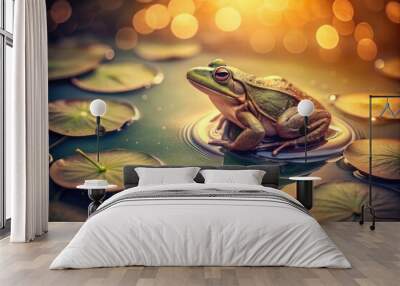 Experience the nostalgic allure of Vintage Bubble Frog Photography, blending whimsical nature scenes with retro charm to create captivating art for your home or office. Wall mural