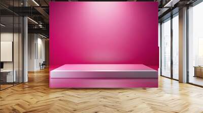 Vibrant pink abstract background with modern white platform and subtle gradient, ideal for futuristic technology or innovative business concepts. Wall mural