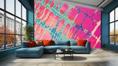 Pink and blue abstract fluid painting with vibrant colors and a Wall mural