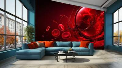 Red Blood Cells Surrounded by a Splash of Blood Wall mural