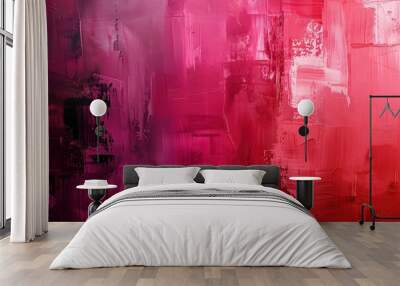 romantic symphony of pink and red hues, abstract expressionist artwork, dynamic and vibrant backdrop, essence of love and passion, emotion and creativity of Valentine's Day. Wall mural