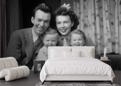 1950s happy American family Wall mural