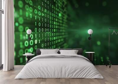 Digital matrix background with binary numbers Wall mural