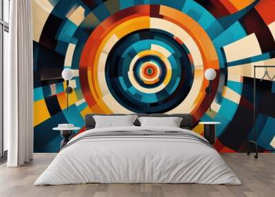 Abstract geometric motif with concentric radial elements Wall mural