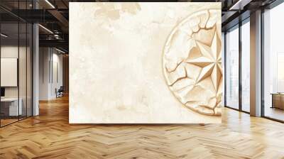 Abstract illustration of a stone circle with a star at the center featuring a beige stone design on a white background Suitable for logo or banner template use Wall mural