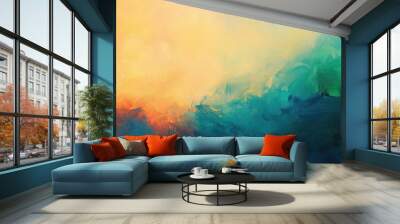 Abstract oil painting featuring a colorful background in impressionist style Ideal for wall decor this modern surrealist artwork showcases a unique hand drawn texture Wall mural