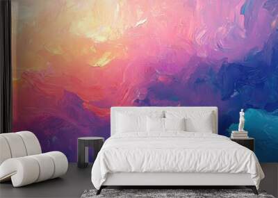 Abstract oil painting with a colorful background featuring an impressionist style A modern surreal artwork ideal for wall decor and as a hand drawn texture template Wall mural