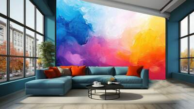 Abstract oil painting with vibrant colors and impressionist style Modern surreal design perfect for wall decor Unique hand drawn texture ideal for artistic displays Wall mural