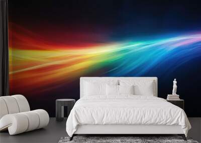 Abstract photography of a rainbow on a dark background Unique digital design featuring light dispersion suitable for banners and panels Surreal and captivating backdrop for various applications Wall mural