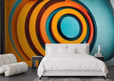 Abstract radial geometric design with concentric elements Wall mural