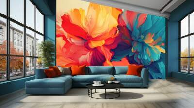 Colorful abstract floral design 2d artwork Wall mural