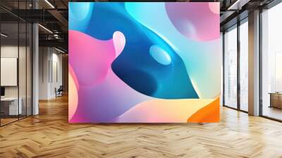 Creative abstract shapes featuring imaginative designs and gradient effects in a vibrant color palette Wall mural