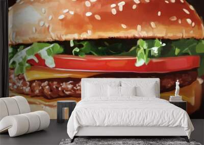 Digital representation of a hamburger Wall mural