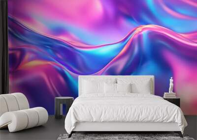 Surreal 2d illustration featuring a distorted surface with a glitch effect Vibrant liquid color backdrop creates a captivating blurred wallpaper design Wall mural