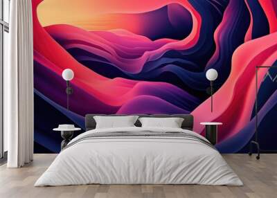 Surreal abstract landscape illustration featuring a creative design concept with deep dark colors Wall mural