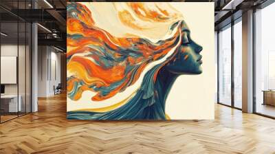 Surreal Bird Head Artwork in Impressionistic Wavy Style 2d Illustration of a Chick Wall mural