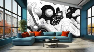 Surreal hand drawn illustration featuring a unique composition perfect for contemporary design projects Wall mural