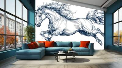 Surreal unicorn illustration in a hand drawn style Artistic tattoo design suitable for cards posters banners t shirt prints pins badges and patches Wall mural