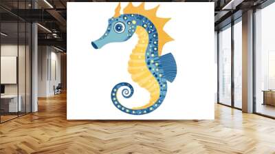 Surrealistic flat illustration of a seahorse on a white background Wall mural