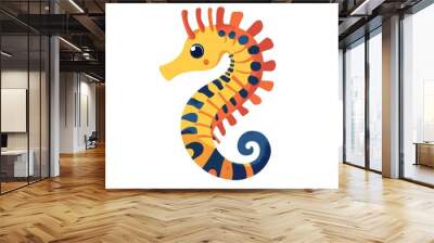 Surrealistic flat illustration of a seahorse on a white background Wall mural