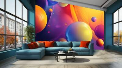 Vibrant abstract 2d poster design featuring colorful spheres in a creative and futuristic style Wall mural