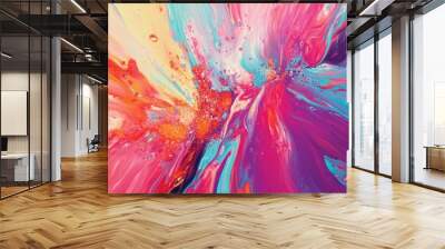 Vibrant abstract background featuring a burst of color on paper Surreal graphic art with a psychedelic design and mixed acrylic textures Modern artistic expression in bright hues Wall mural