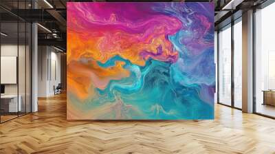 Vibrant abstract background featuring a colorful texture with dynamic elements A psychedelic visual art piece with surrealistic design Wall mural